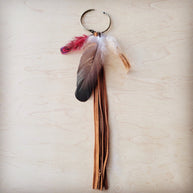 Boho Western Boot Bling Charm with Leather Fringe & Red Feather 500g