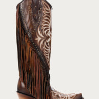 Embroidered Eagle Corral Boots with Studs & Fringe, C4165
