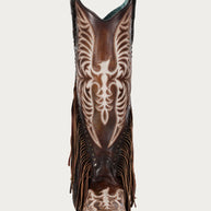 Embroidered Eagle Corral Boots with Studs & Fringe, C4165