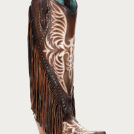 Embroidered Eagle Corral Boots with Studs & Fringe, C4165