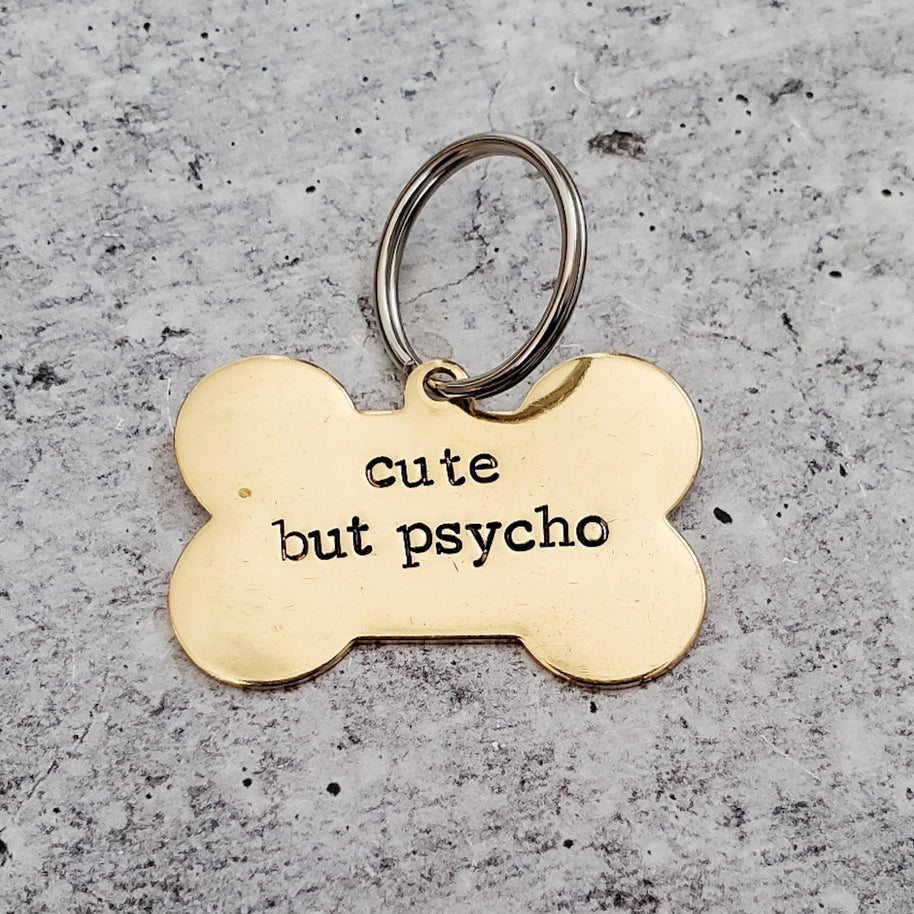 CUTE BUT PSYCHO Bone-Shaped Pet Tag
