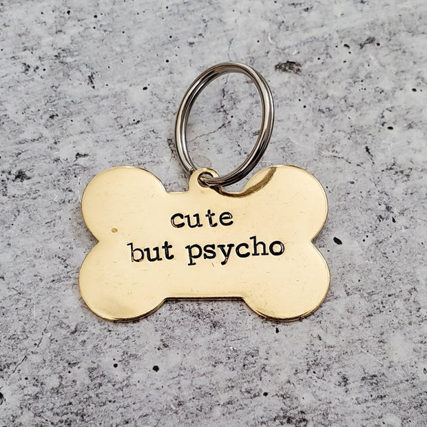 CUTE BUT PSYCHO Bone-Shaped Pet Tag
