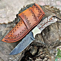 Custom Handmade 8-Inch Western Knife – Damascus Steel Cowboy Blade