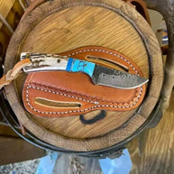 Custom Handmade Cowboy Knife in a Belt with J2 Steel Blade and Stag Horn Handle