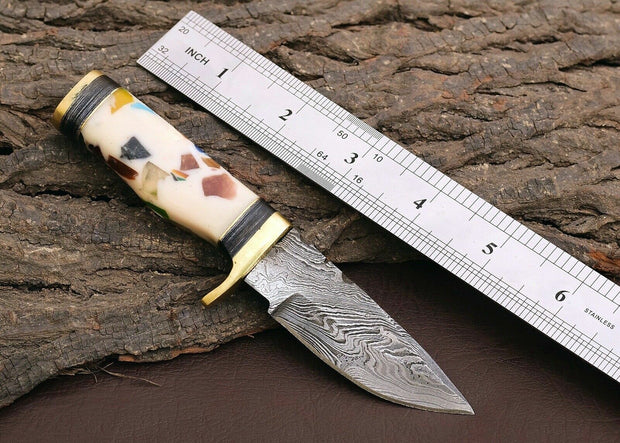 Custom Handmade Damascus Steel Outdoor Knife – 3" Blade