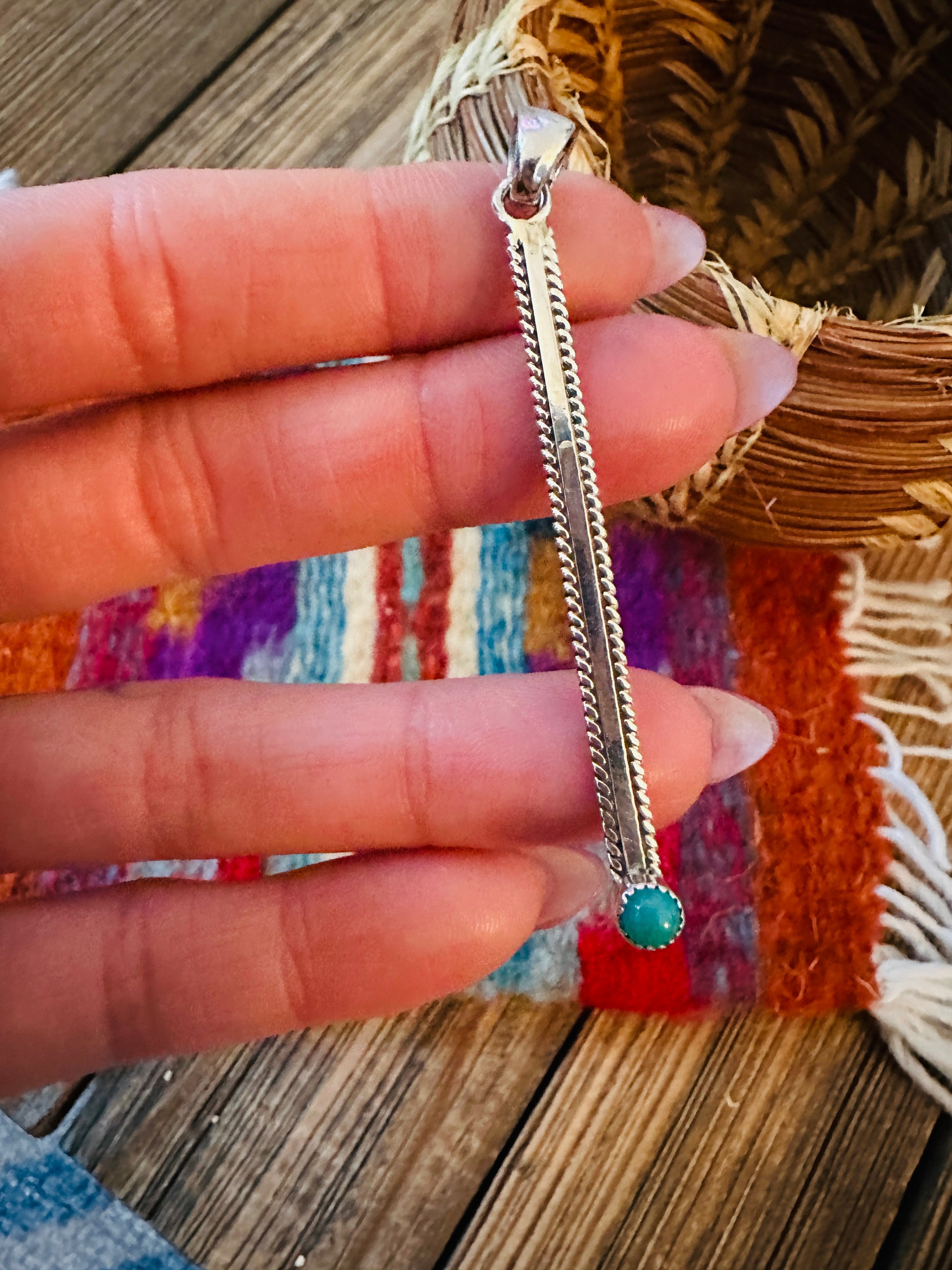 Handcrafted Sterling Silver & Turquoise Drop Pendant