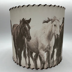 Horses in the Fog Lampshade