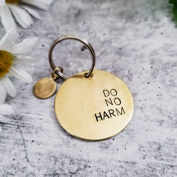 DO NO HARM Take No Shit Brass Disc Keychain