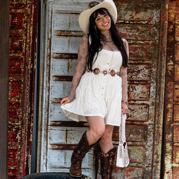 Rita Romper: Floral-Embroidered Corset Romper