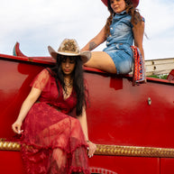 Embroidered Western Denim Romper