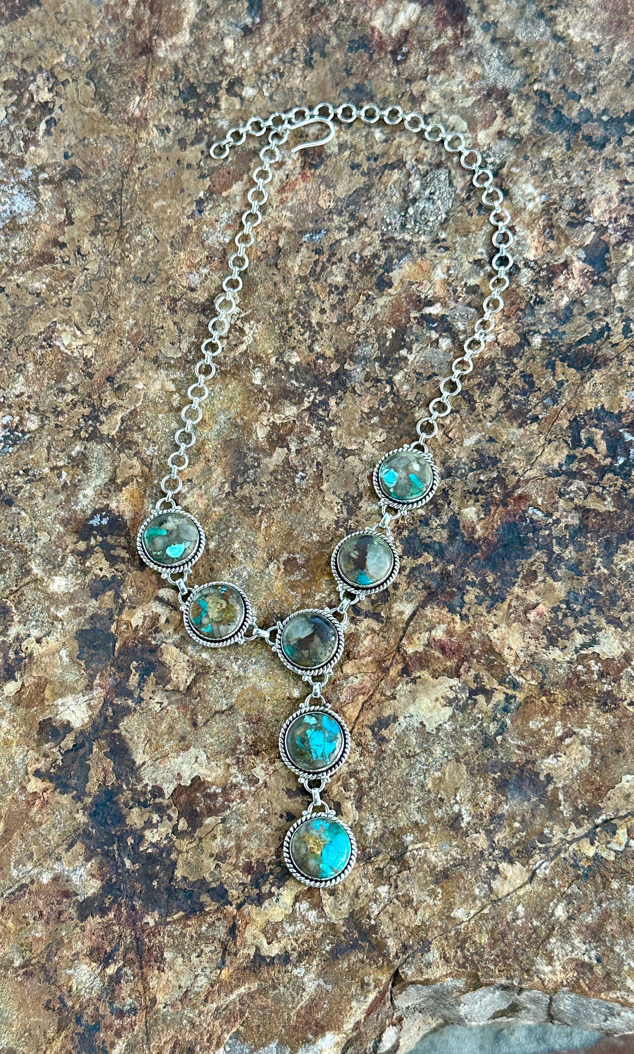 Handmade Royston Ribbon Turquoise & Sterling Silver Necklace