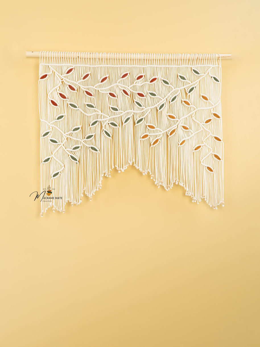 Ethereal Macrame Leaf Curtain Wall Hanging