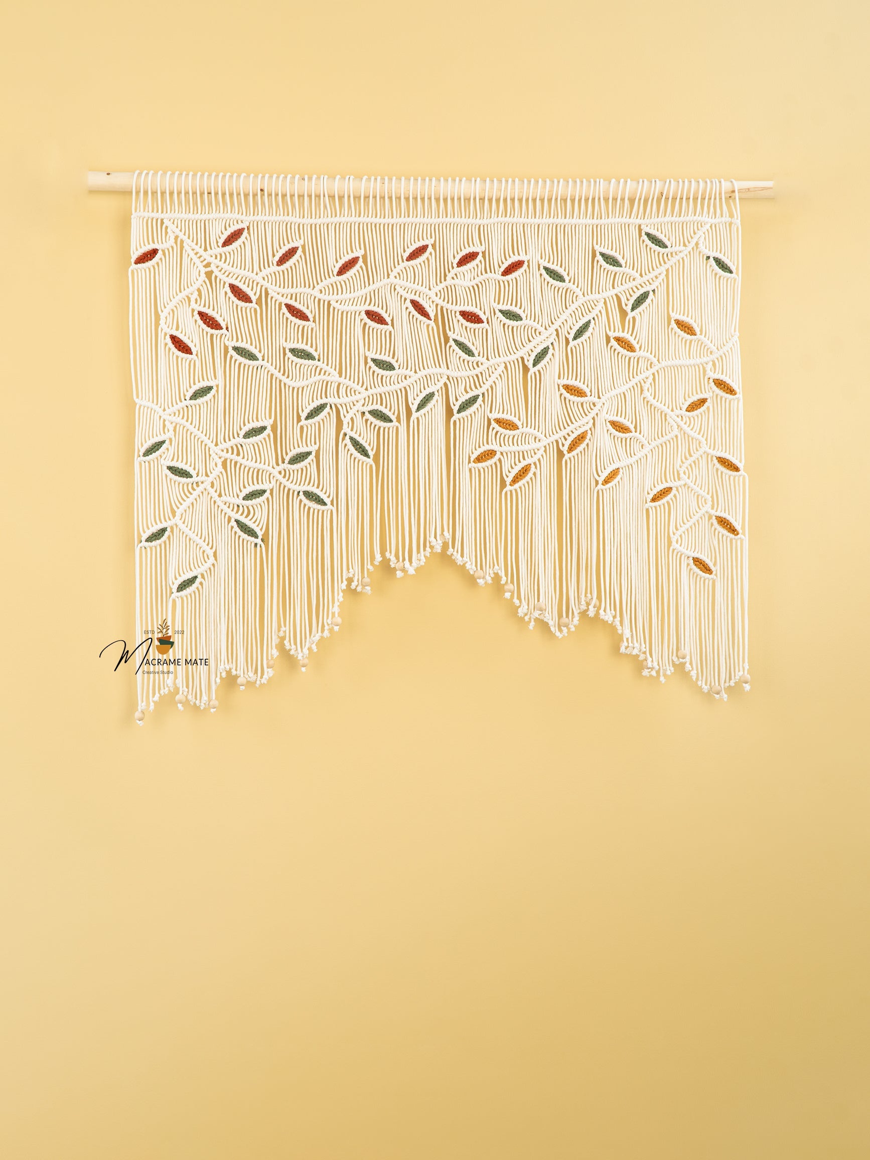 Ethereal Macrame Leaf Curtain Wall Hanging