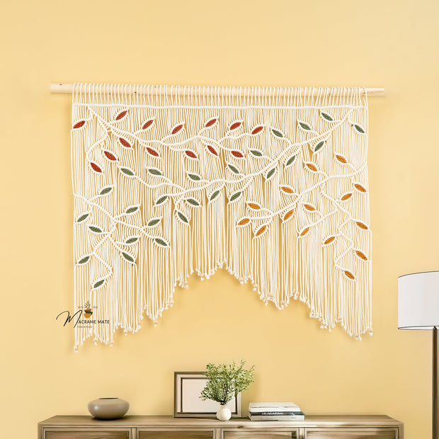 Ethereal Macrame Leaf Curtain Wall Hanging