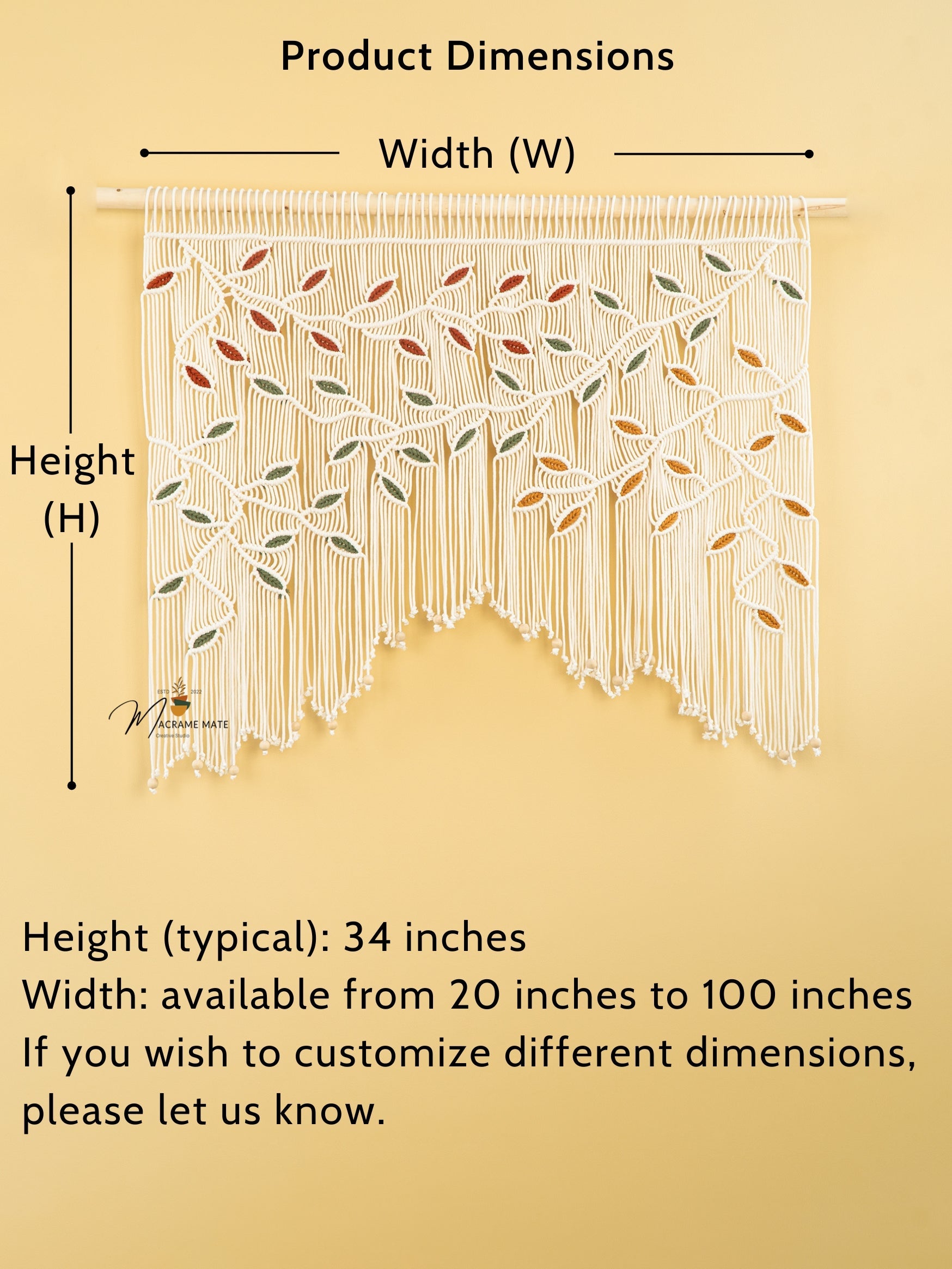 Ethereal Macrame Leaf Curtain Wall Hanging