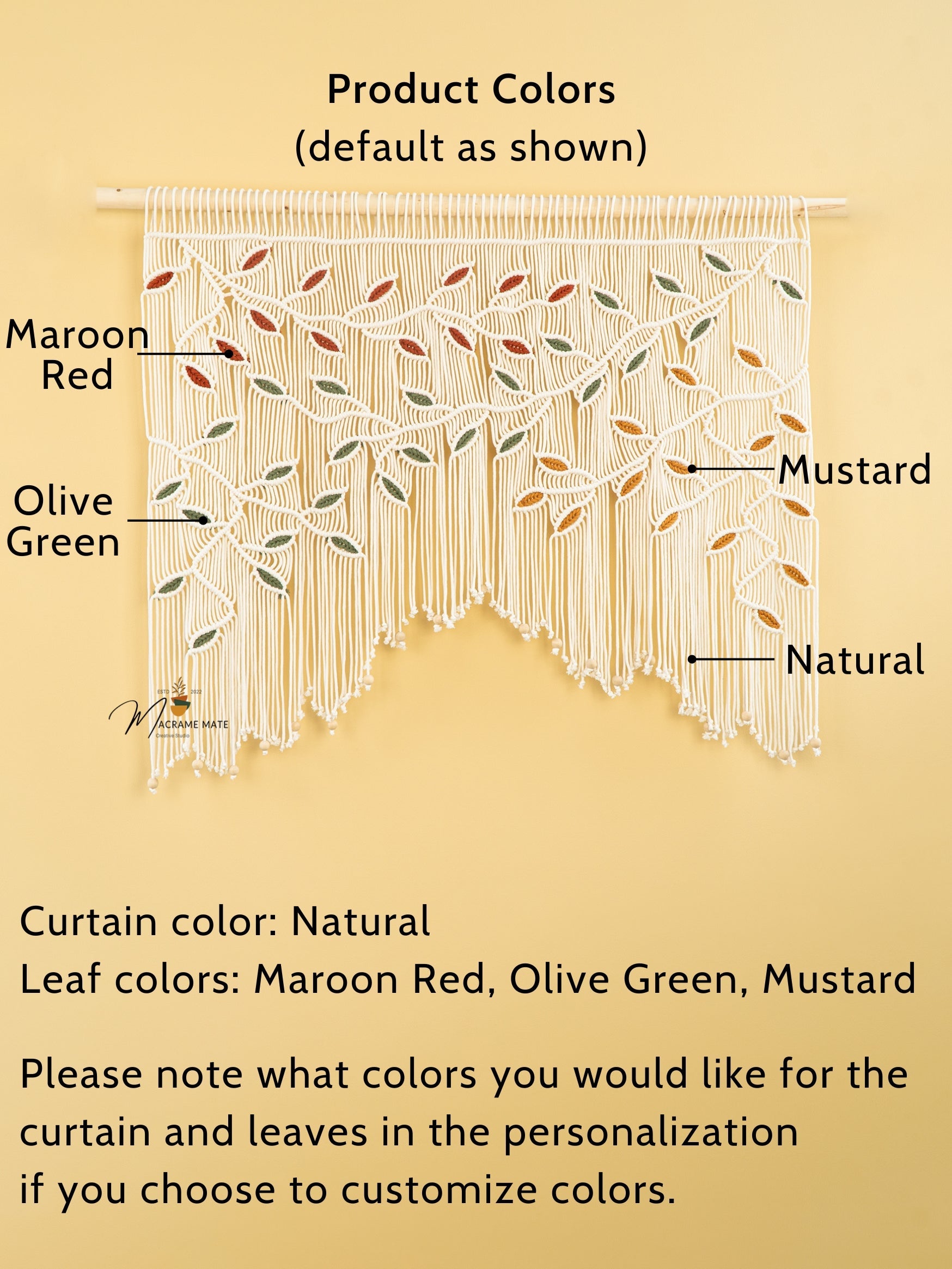 Ethereal Macrame Leaf Curtain Wall Hanging