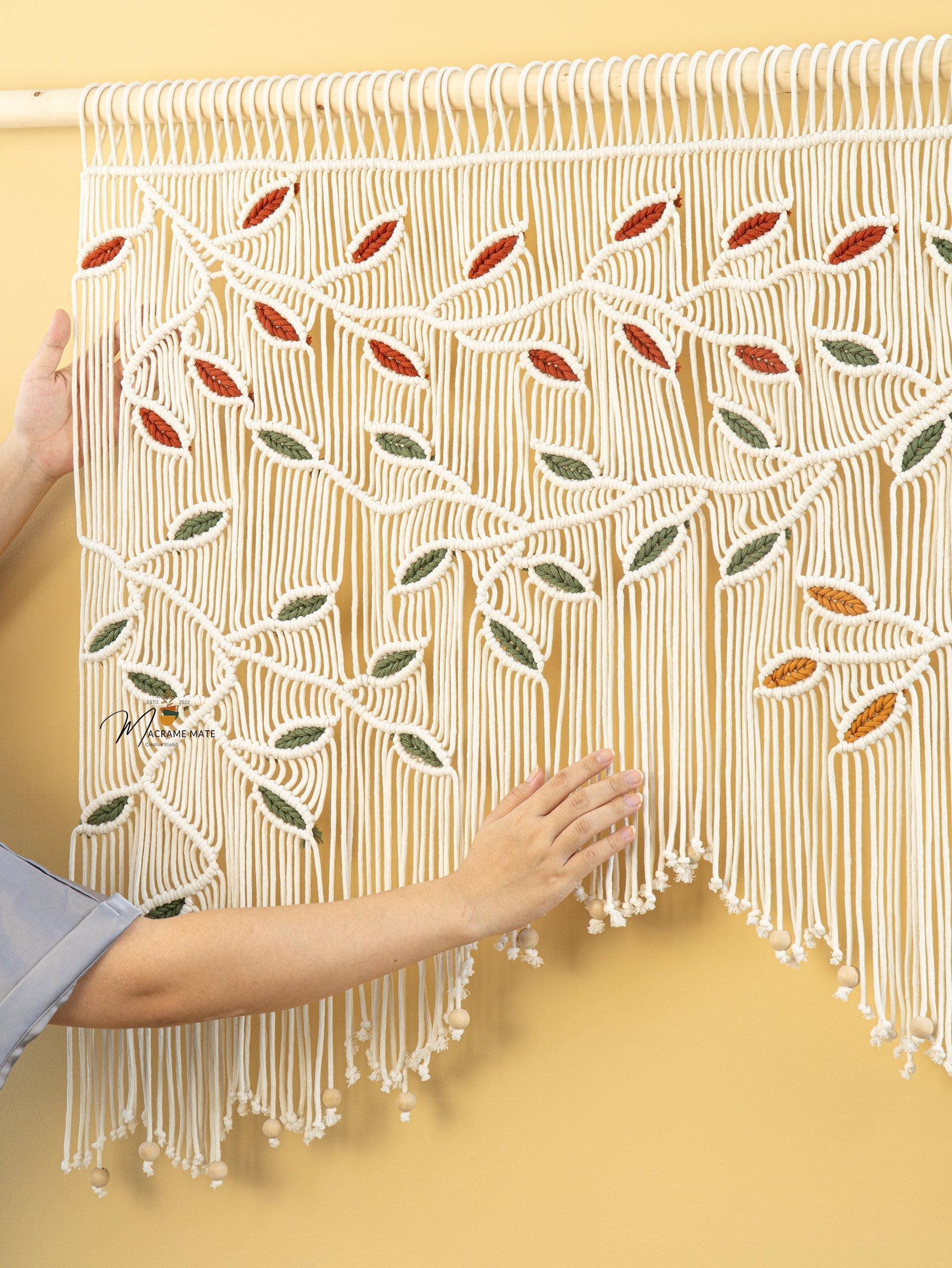 Ethereal Macrame Leaf Curtain Wall Hanging