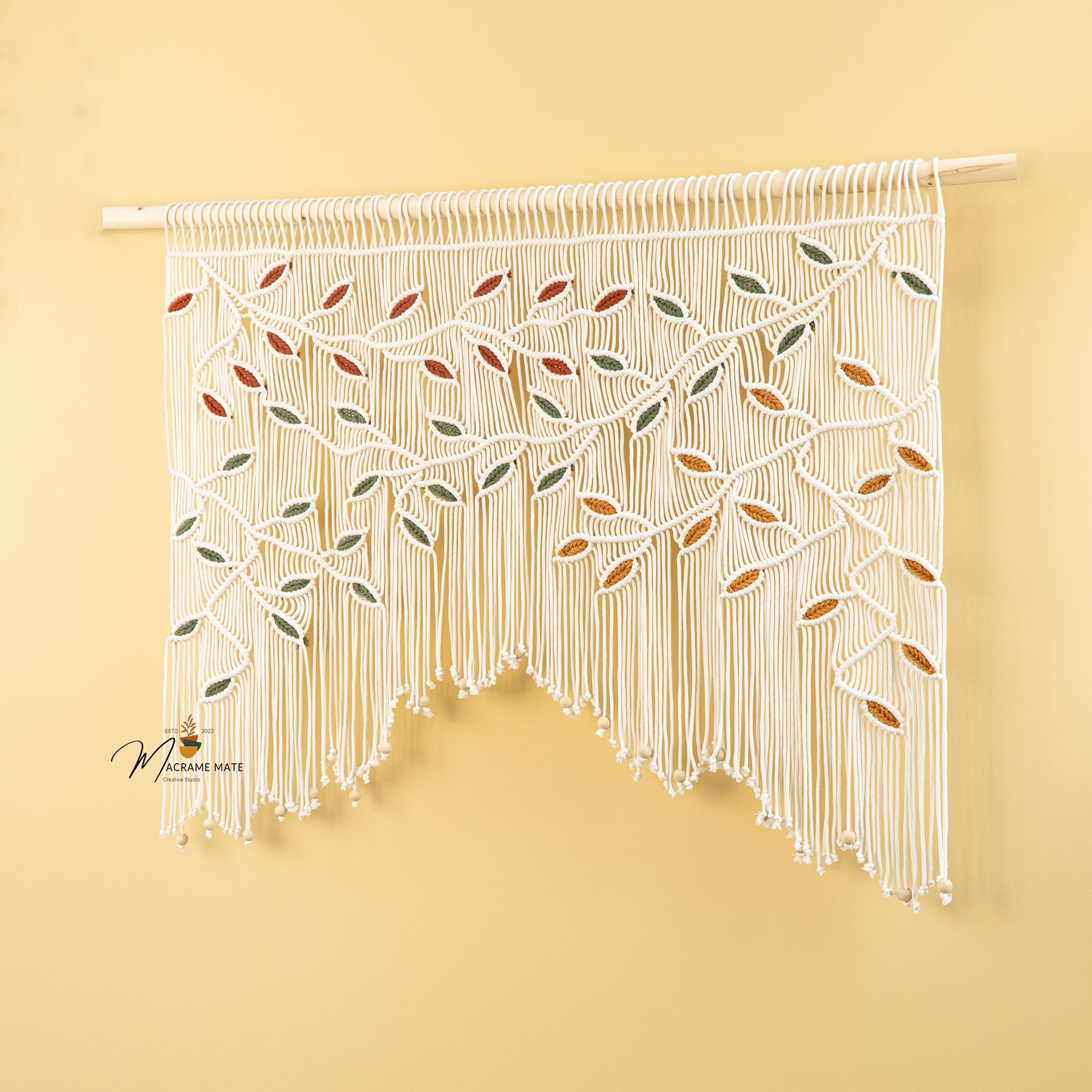 Ethereal Macrame Leaf Curtain Wall Hanging