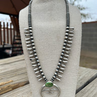 Beautiful Handmade Sterling Silver & Sonoran Mountain Turquoise Squash Blossom Necklace