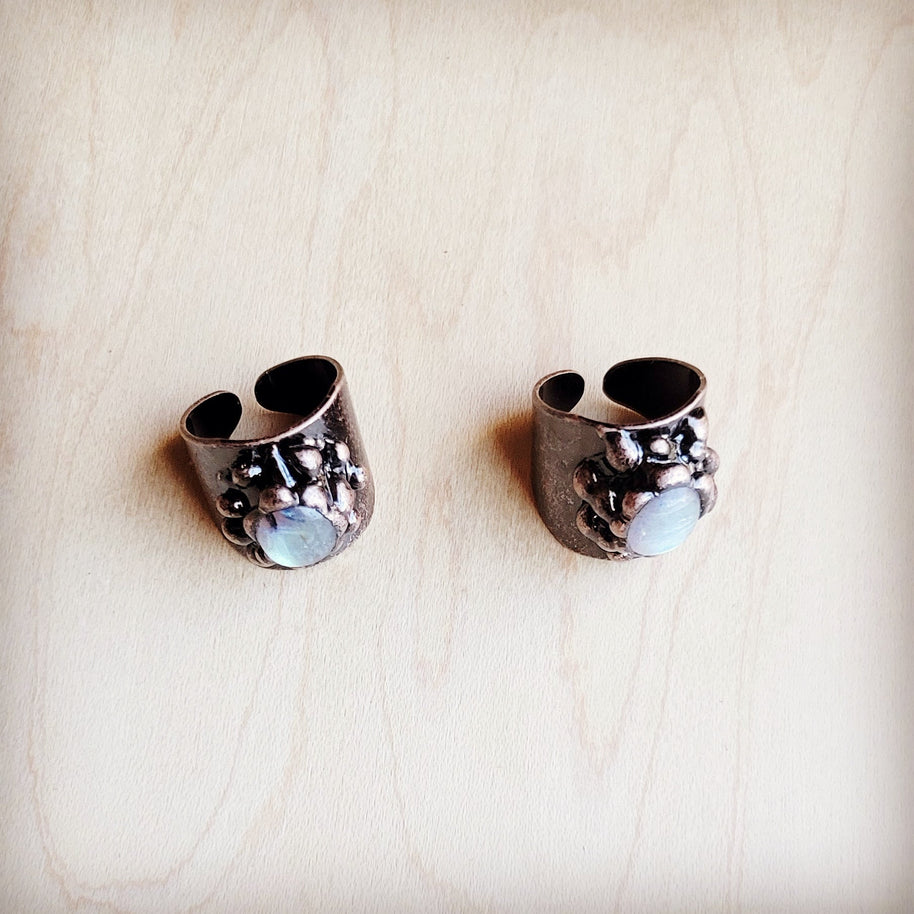 Labradorite Cuff Ring in Antique Copper 012ee