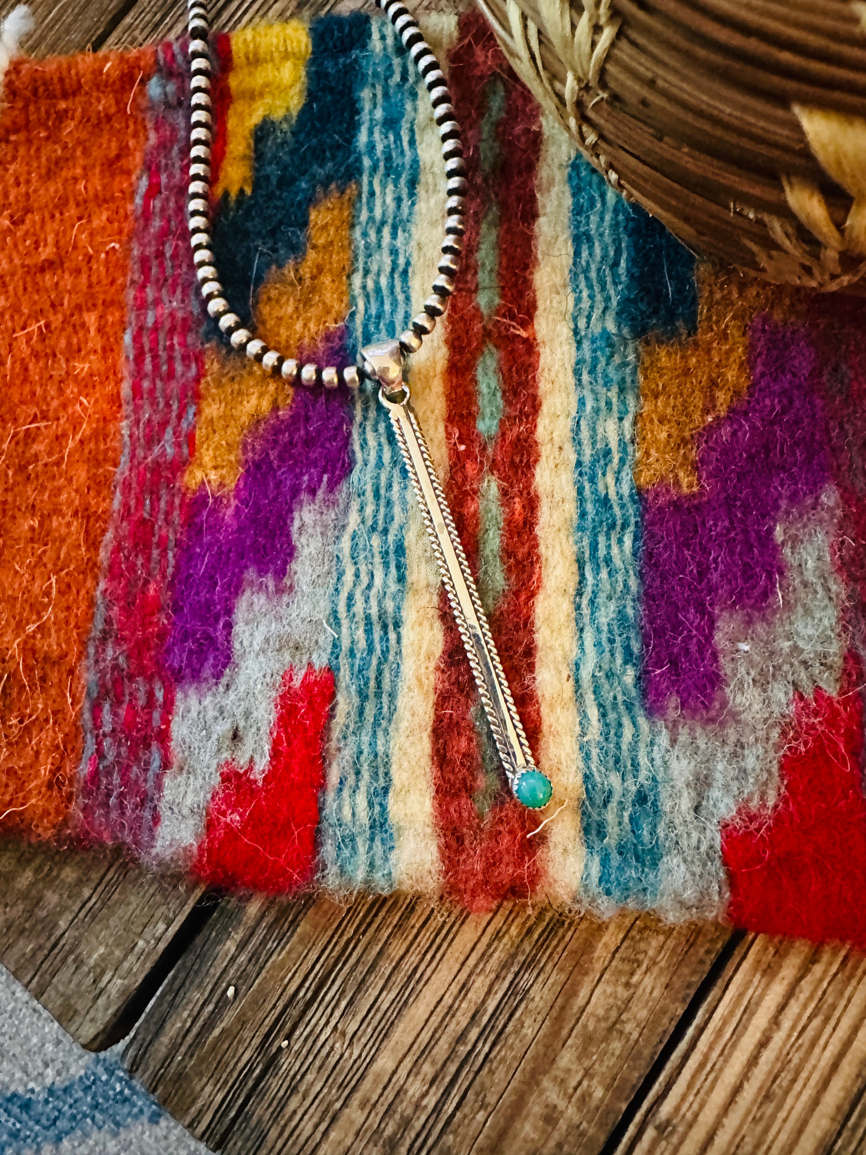 Handcrafted Sterling Silver & Turquoise Drop Pendant