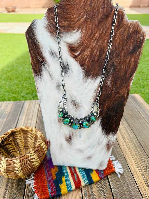 Handcrafted Sonoran Mountain Turquoise & Sterling Silver Necklace by Chimney Butte