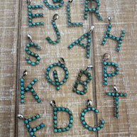Beautiful Handmade Sterling Silver and Royston Turquoise Letter Pendant