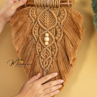 Rustic Latte Olive Macrame Leaves