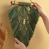 Rustic Latte Olive Macrame Leaves