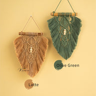 Rustic Latte Olive Macrame Leaves