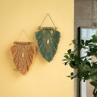 Rustic Latte Olive Macrame Leaves