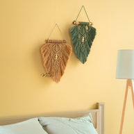 Rustic Latte Olive Macrame Leaves
