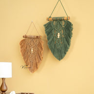 Rustic Latte Olive Macrame Leaves