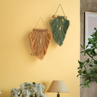 Rustic Latte Olive Macrame Leaves