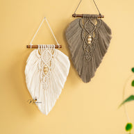 Rustic Natural Taupe Macrame Leaves
