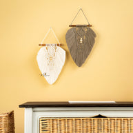 Rustic Natural Taupe Macrame Leaves