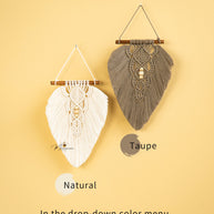 Rustic Natural Taupe Macrame Leaves