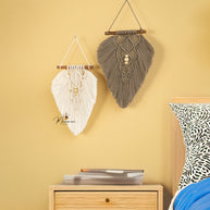 Rustic Natural Taupe Macrame Leaves