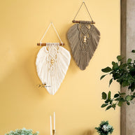 Rustic Natural Taupe Macrame Leaves