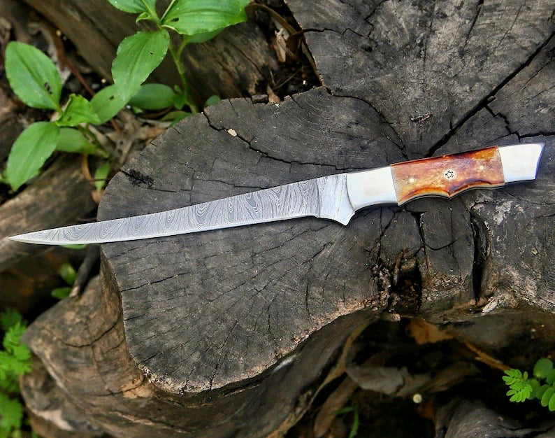 Custom Handmade Damascus Filleting Knife – 13