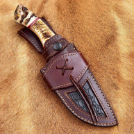 Custom Handmade Damascus Skinning Knife with Sheep Horn Handle – 4.5