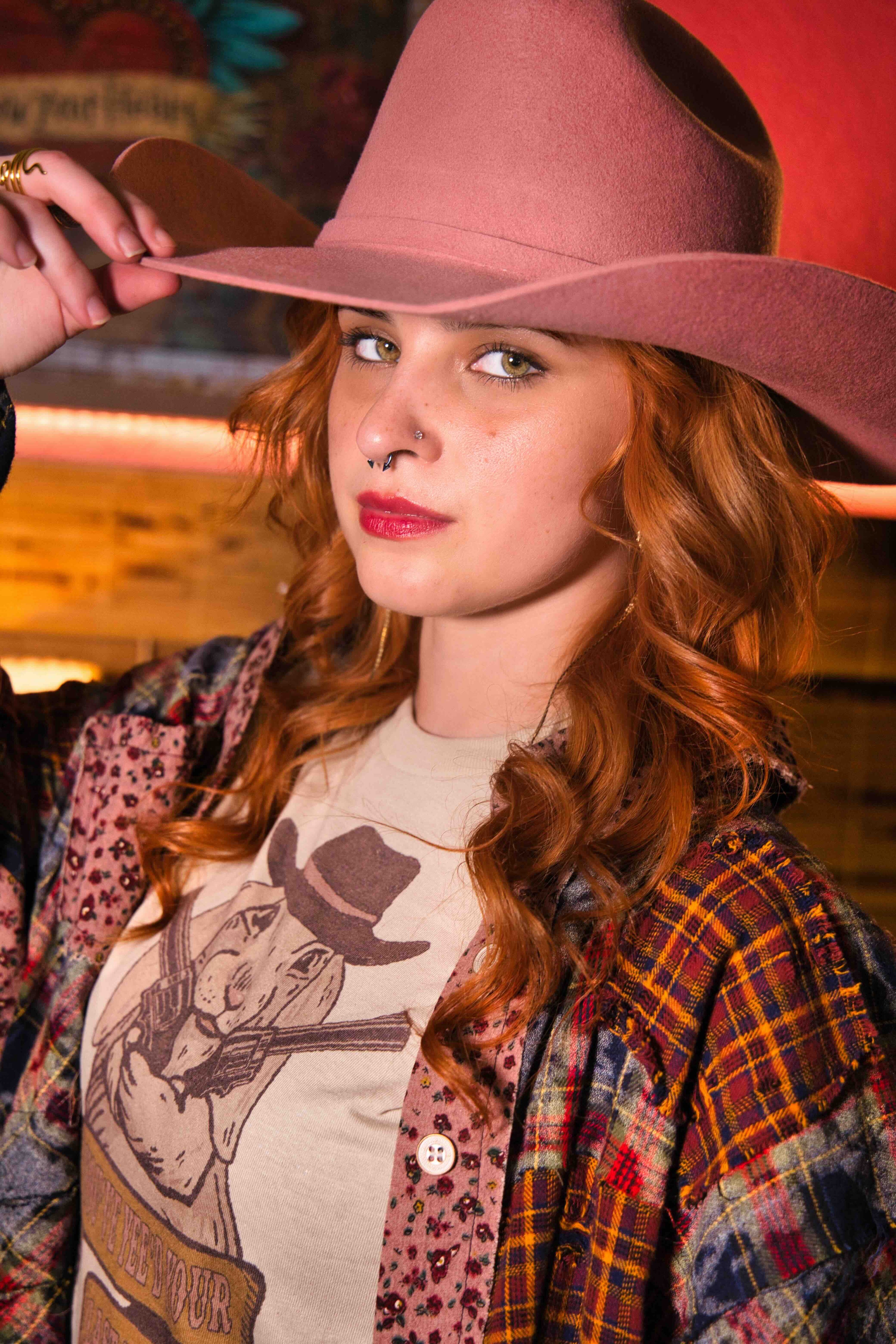 Wool Felt Western Cattleman, Soft Pink