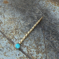 Brass and Sterling Silver Turquoise Stone Cowboy Toothpick