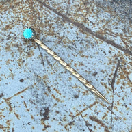 Brass and Sterling Silver Turquoise Stone Cowboy Toothpick