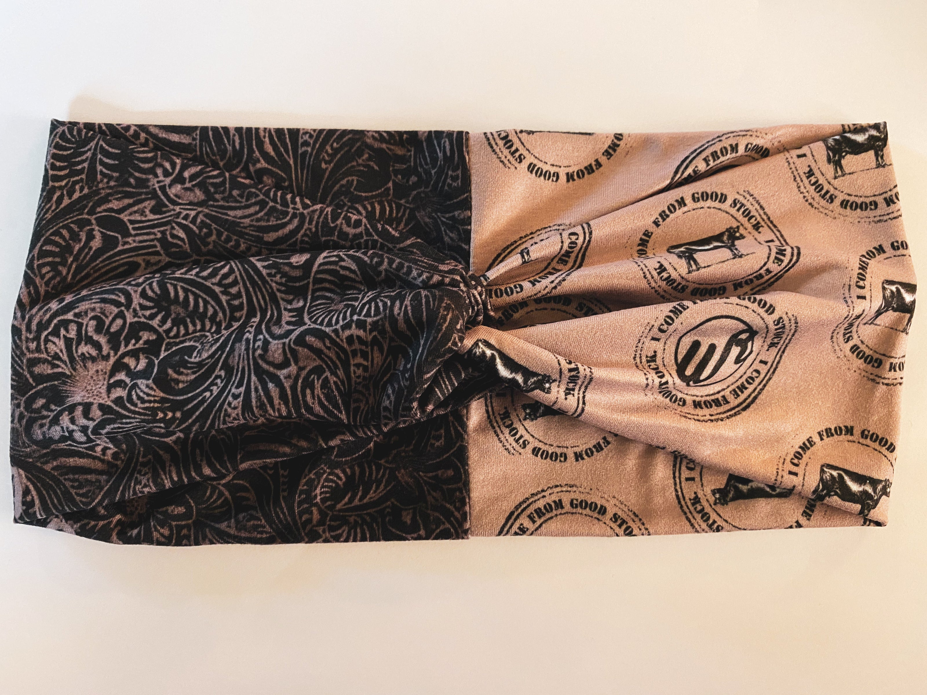 Tooled Black Leather/I Come From Good Stock Headband