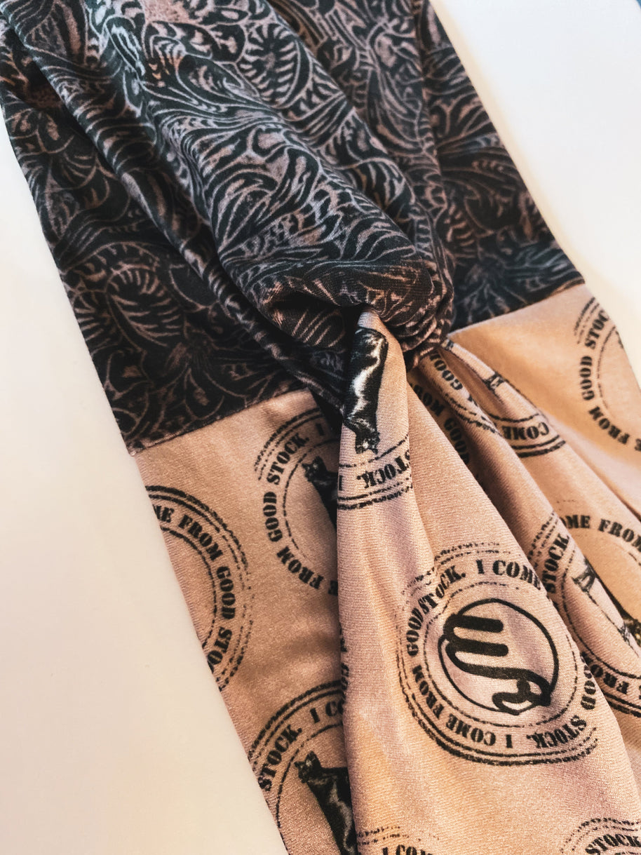 Tooled Black Leather/I Come From Good Stock Headband