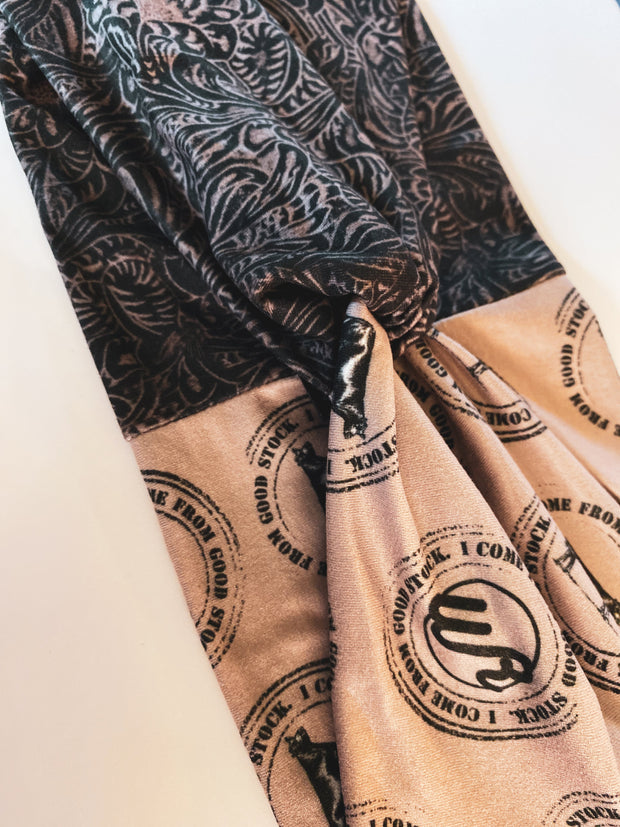 Tooled Black Leather/I Come From Good Stock Headband