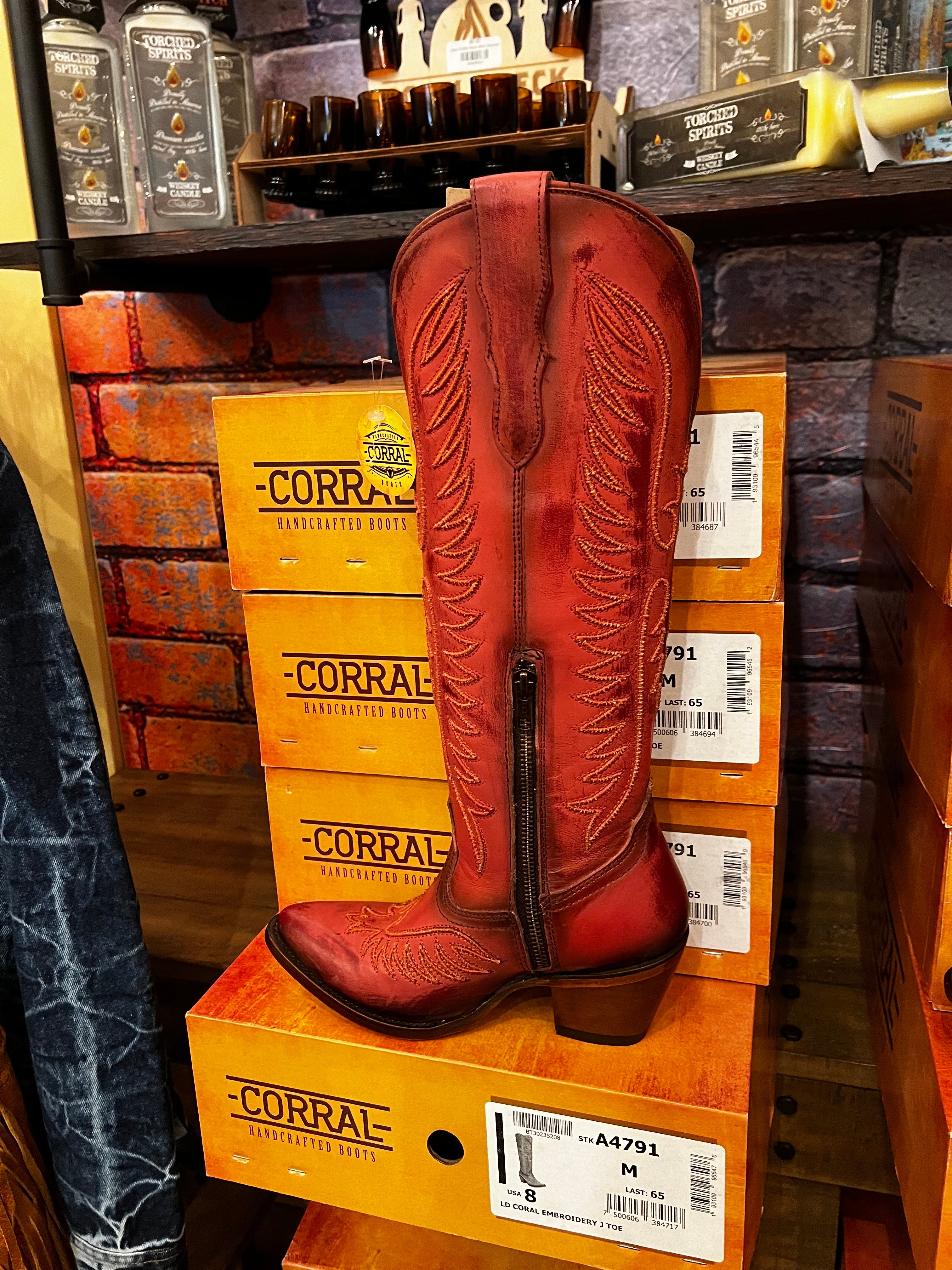 Corral Red Coral Embroidered Boots