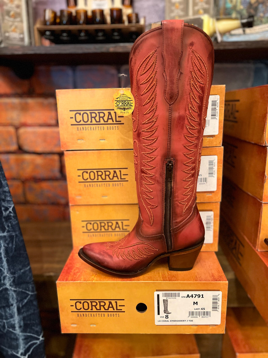 Corral Red Coral Embroidered Boots