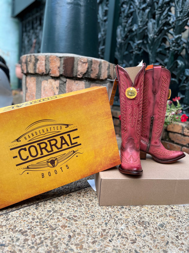 Corral Red Coral Embroidered Boots